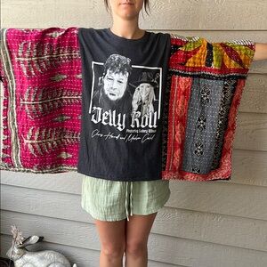Jelly Roll & Lainey Wilson Upcycled Kantha Tunic Top Shirt OS Handmade Bohemian